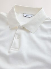 White Slub Regular Fit Textured Smart Polo Shirt - Image 7 of 8