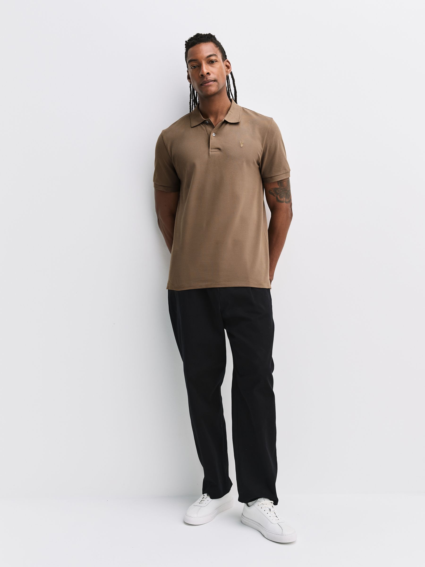Buy Brown Light Regular Fit Short Sleeve Pique Polo Shirt from