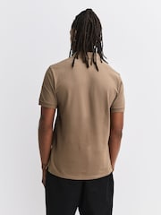 Brown Light Regular Fit Short Sleeve Pique Polo Shirt - Image 3 of 7
