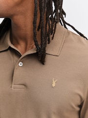 Brown Light Regular Fit Short Sleeve Pique Polo Shirt - Image 4 of 7