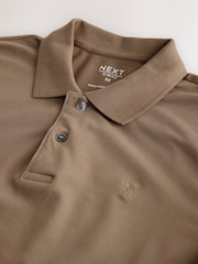 Brown Light Regular Fit Short Sleeve Pique Polo Shirt - Image 6 of 7