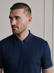 Navy Blue N.Premium Signature Supima Ribbed Polo Shirt - Image 1 of 9