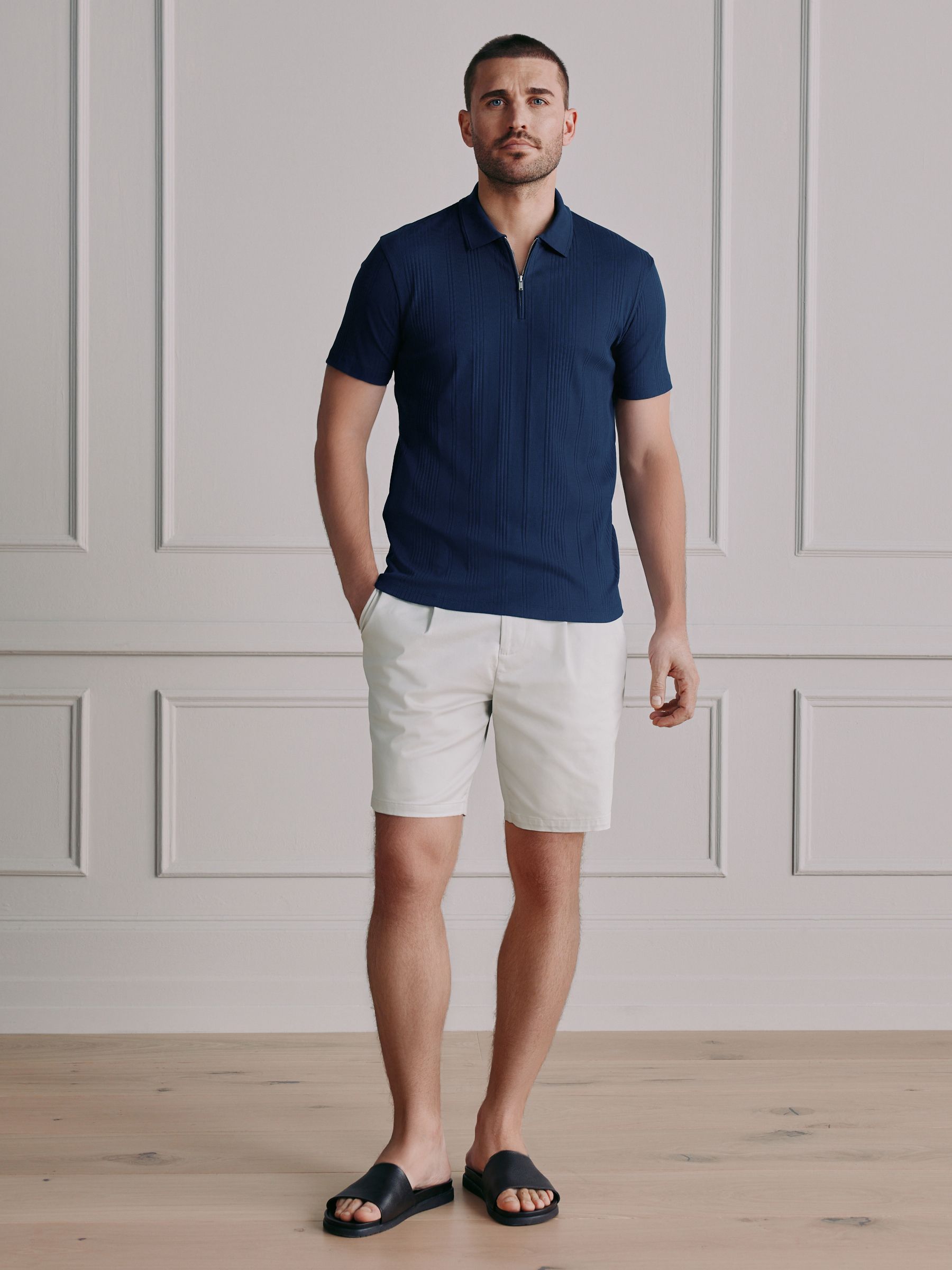 Buy Navy Blue N.Premium Signature Supima Ribbed Polo Shirt from