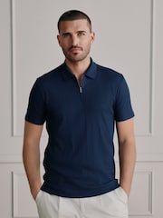 Navy Blue N.Premium Signature Supima Ribbed Polo Shirt - Image 5 of 9