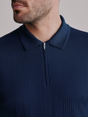 Navy Blue N.Premium Signature Supima Ribbed Polo Shirt - Image 6 of 9