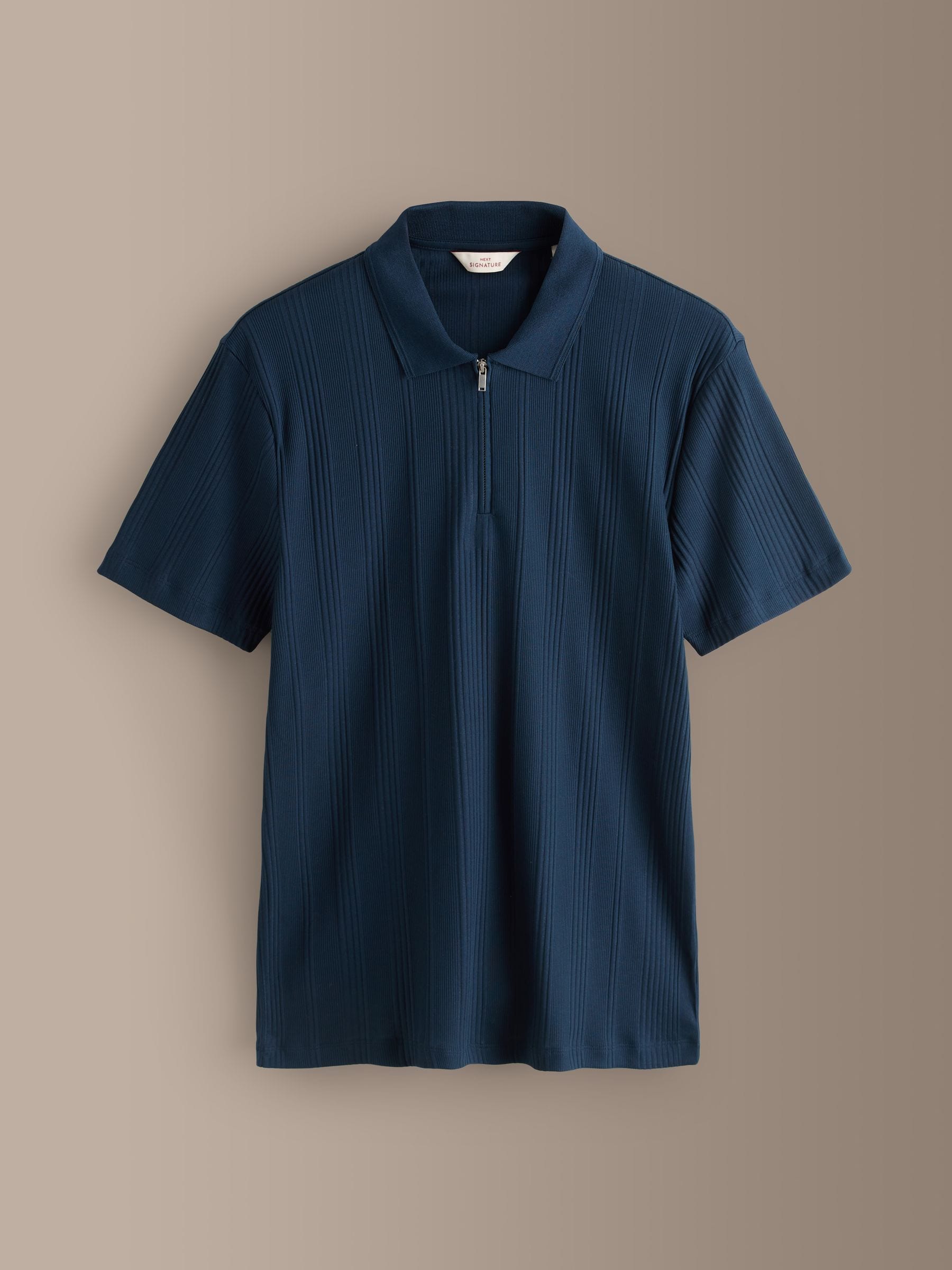 Buy Navy Blue N.Premium Signature Supima Ribbed Polo Shirt from