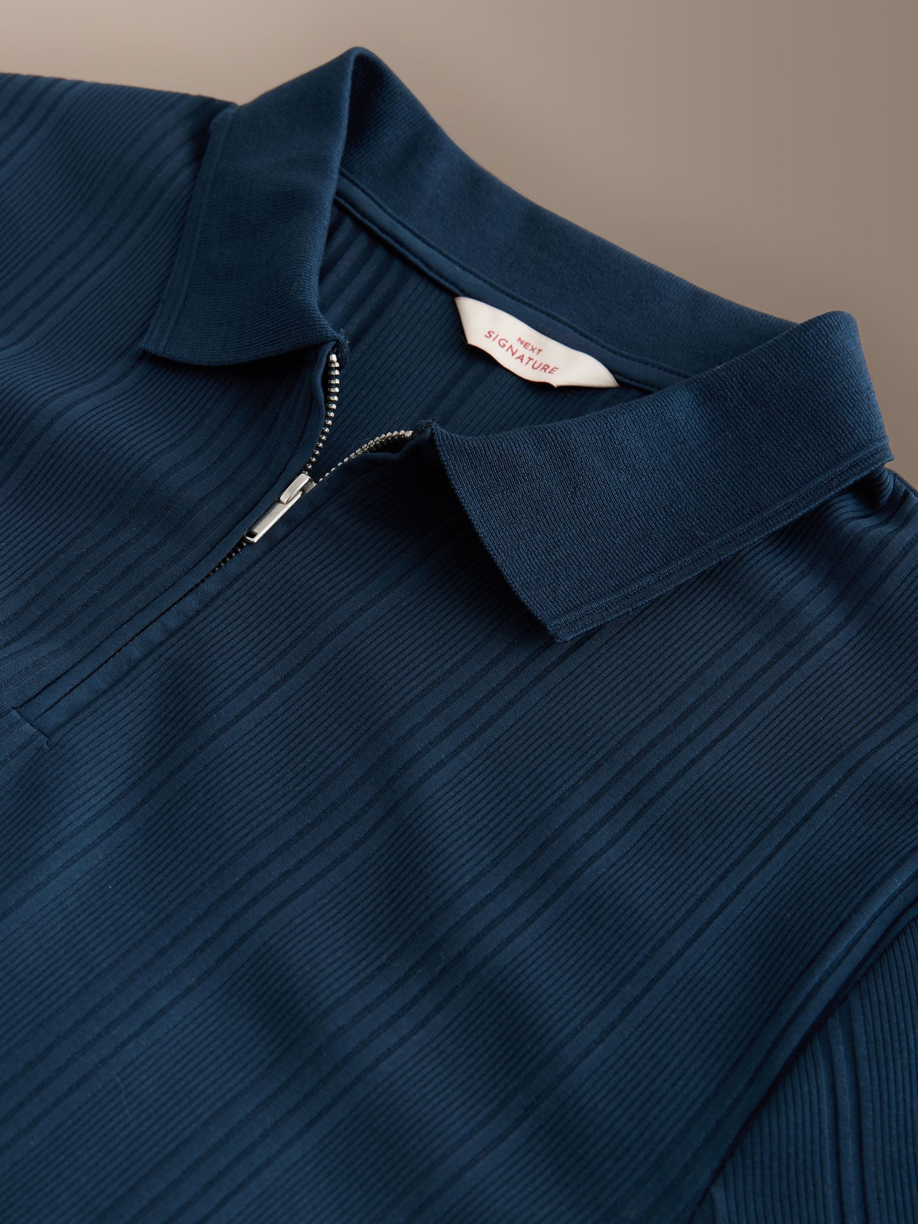 Buy Navy Blue N.Premium Signature Supima Ribbed Polo Shirt from