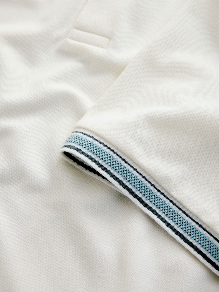 Ecru White Short Sleeve Tipped Polo Shirt - Image 12 of 12