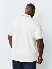 Ecru White Short Sleeve Tipped Polo Shirt - Image 8 of 12