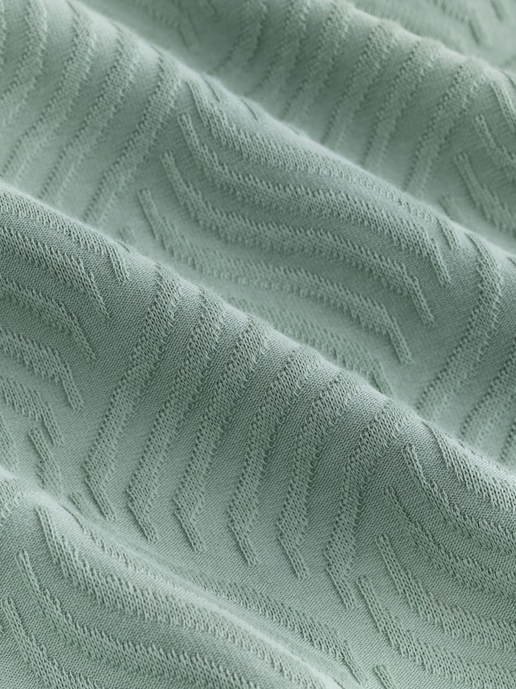 Sage Green Button Neck N. Premium Smart Jaquard Polo Shirt - Image 7 of 7