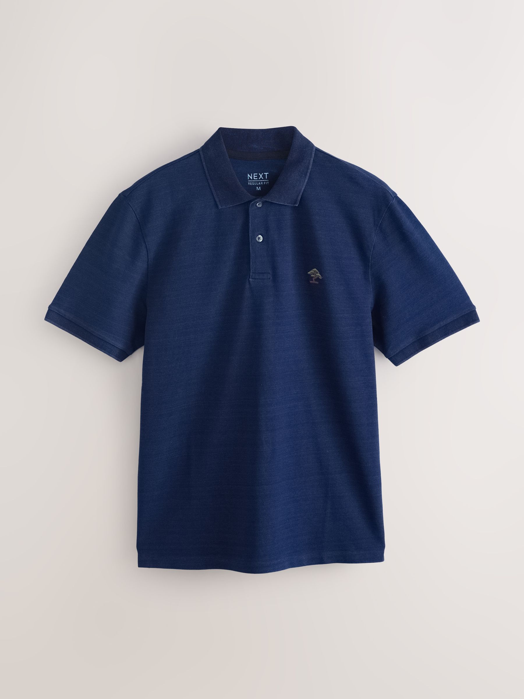 Buy Blue Indigo Embroidered Regular Fit Short Sleeve Pique Polo