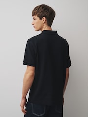 Black Slub Regular Fit Textured Smart Polo Shirt - Image 5 of 8