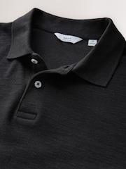 Black Slub Regular Fit Textured Smart Polo Shirt - Image 7 of 8