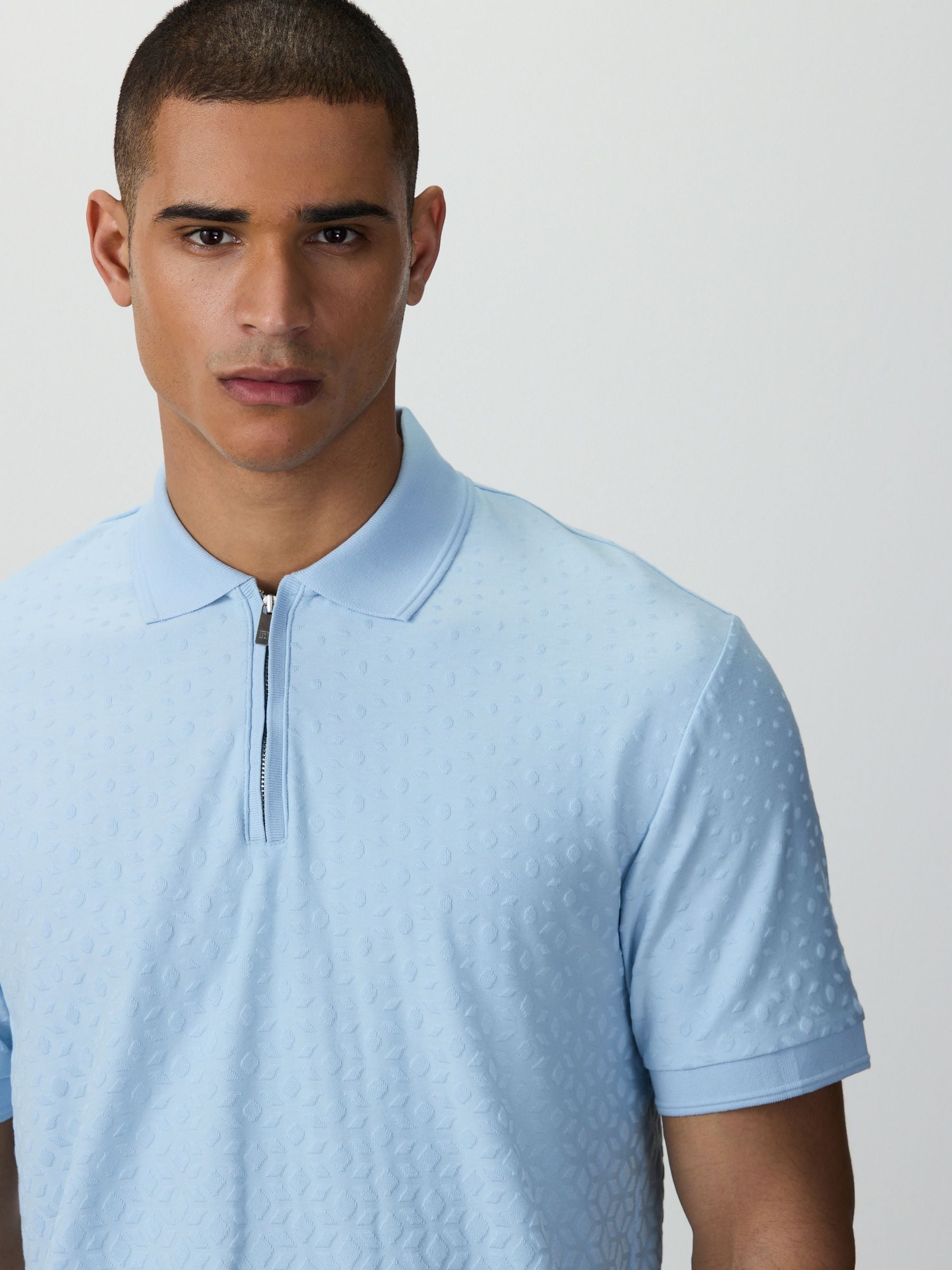 Buy Light Blue Smart Jaquard Polo Shirt from Next USA