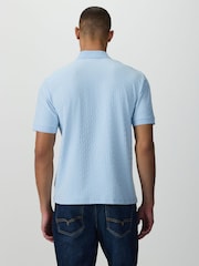 Light Blue Zip Neck N. Premium Smart Jaquard Polo Shirt - Image 3 of 5