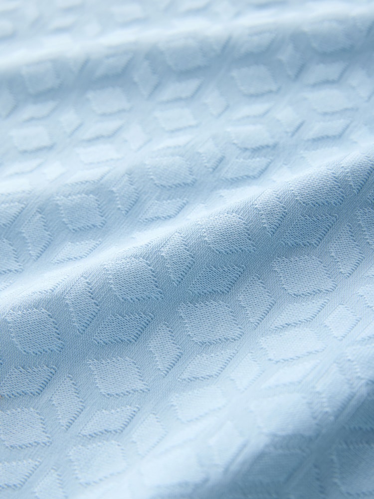 Light Blue Zip Neck N. Premium Smart Jaquard Polo Shirt - Image 9 of 9