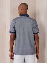 Navy Geo Pattern Quarter Zip Polo Shirt - Image 2 of 3