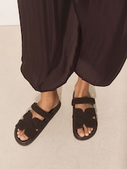 Chocolate Brown Forever Comfort® Woven Footbed Sandals - Image 1 of 4