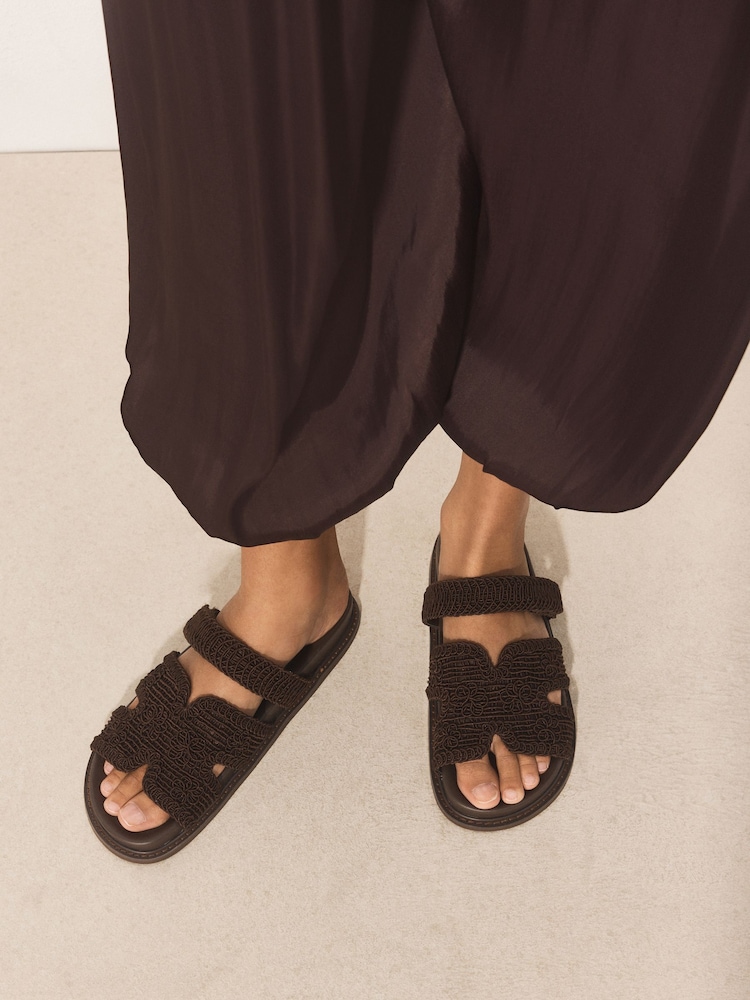 Chocolate Brown Forever Comfort® Woven Footbed Sandals - Image 1 of 4 Chocolate Brown Forever Comfort® Woven Footbed Sandals - Image 1 of 4