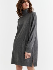 Chinti & Parker Grey Wool Cashmere Mini Rollneck Dress - Image 1 of 4