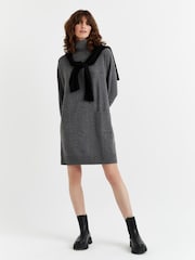 Chinti & Parker Grey Wool Cashmere Mini Rollneck Dress - Image 2 of 4