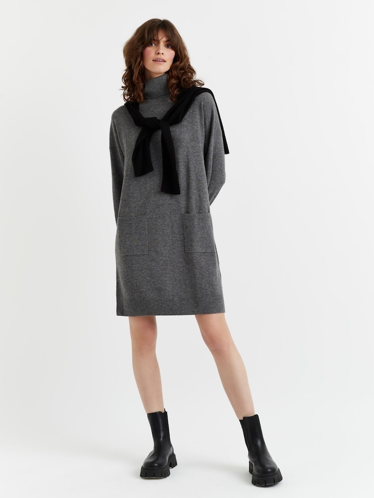 Chinti & Parker Grey Wool Cashmere Mini Rollneck Dress - Image 2 of 4 Chinti & Parker Grey Wool Cashmere Mini Rollneck Dress - Image 2 of 4