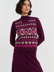 Chinti & Parker Purple Wool Cashmere Hearts and Diamonds Tank - Image 1 of 4