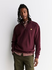 Carhartt WIP Red Half Zip American Script Sweatshirt - Image 1 of 9