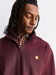 Carhartt WIP Red Half Zip American Script Sweatshirt - Image 4 of 9