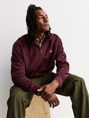 Carhartt WIP Red Half Zip American Script Sweatshirt - Image 7 of 9