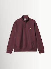 Carhartt WIP Red Half Zip American Script Sweatshirt - Image 8 of 9