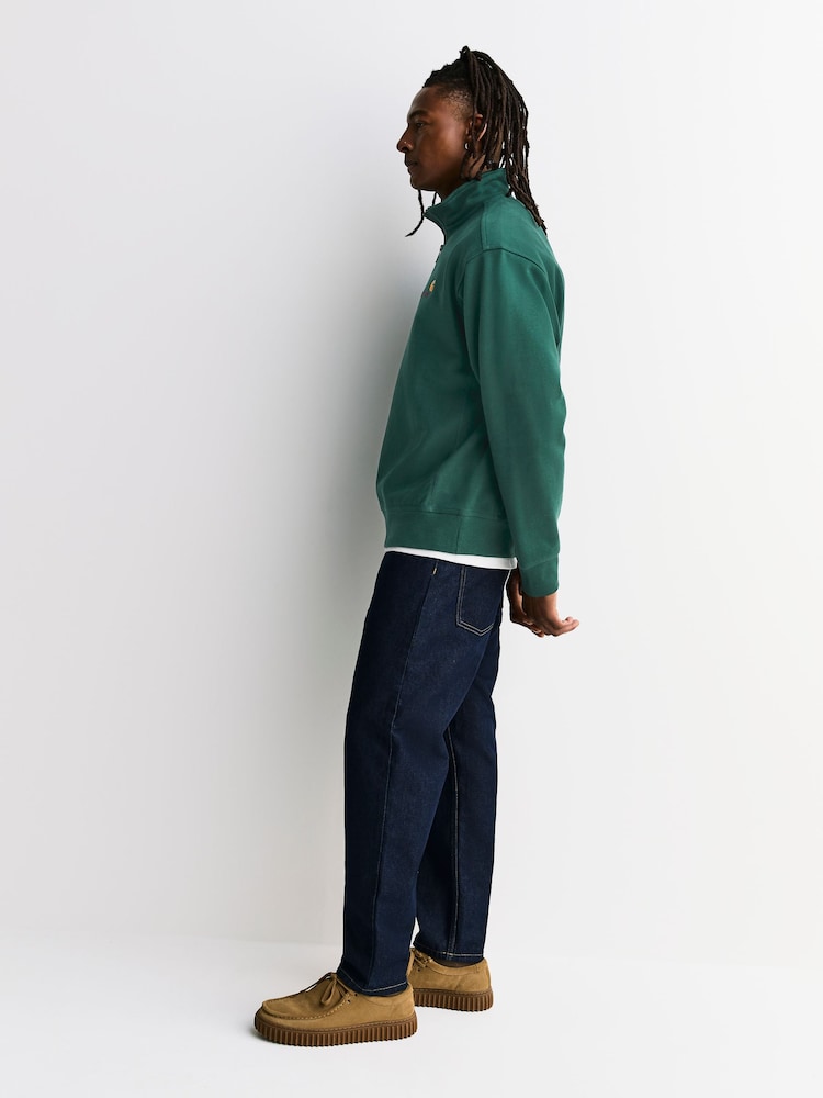 Carhartt WIP Green Half Zip American Script Sweatshirt - Image 2 of 6