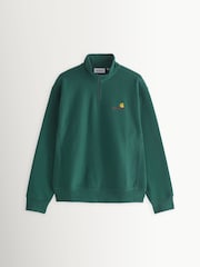 Carhartt WIP Green Half Zip American Script Sweatshirt - Image 6 of 6