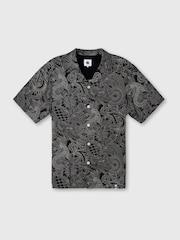 Pretty Green Resonance Linear Paisley Short Sleeve Black Shirt - Bild 1 von 1
