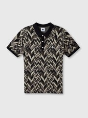 Pretty Green Starship Short Sleeve Knit Black Polo Shirt - Bild 1 von 1