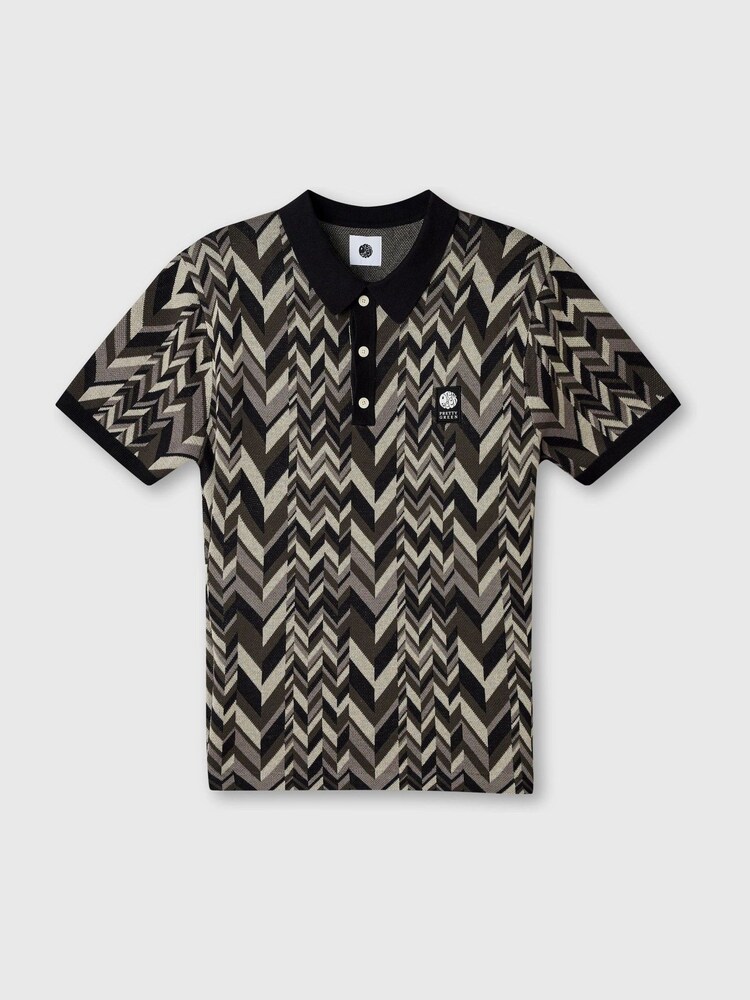 Pretty Green Starship Short Sleeve Knit Black Polo Shirt - Bild 1 von 1