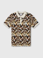 Pretty Green Natural Starship Short Sleeve Knit Polo Shirt - Image 4 of 4