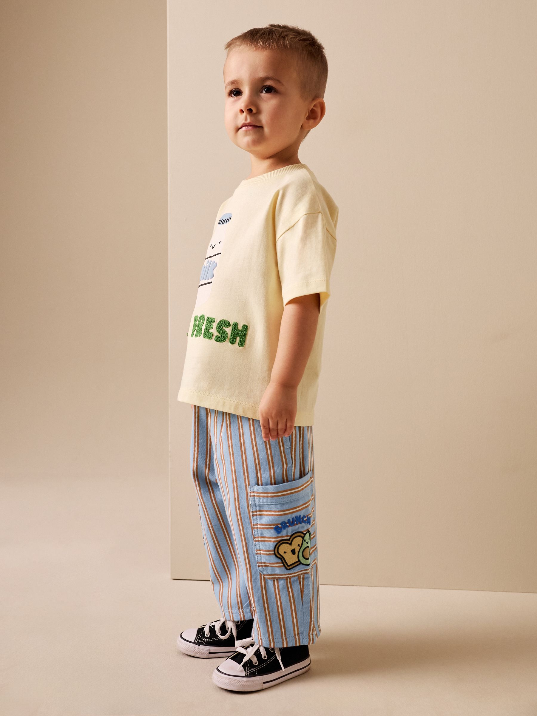 Buy Blue/Rust Brunch Stripe Side Pocket Wide Trousers (3mths-7yrs