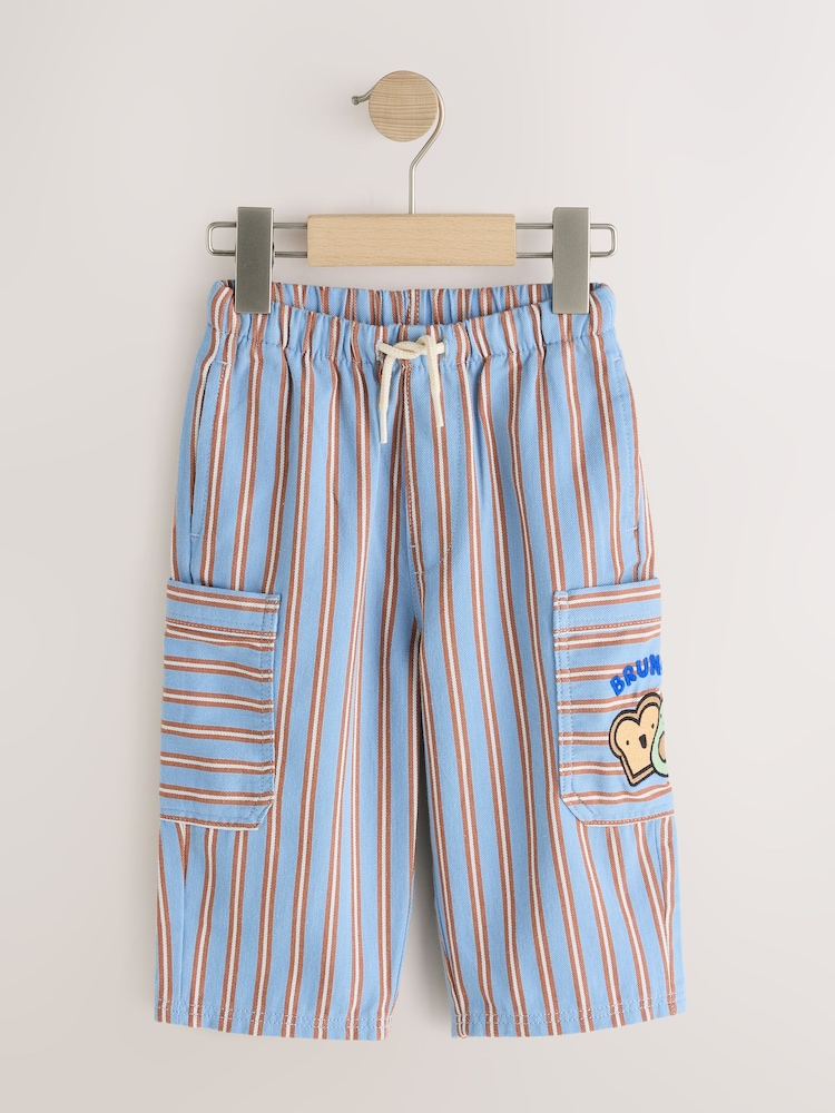 Blue/Rust Brunch Stripe Side Pocket Wide Trousers (3mths-7yrs) - Image 1 of 5 Blue/Rust Brunch Stripe Side Pocket Wide Trousers (3mths-7yrs) - Image 1 of 5