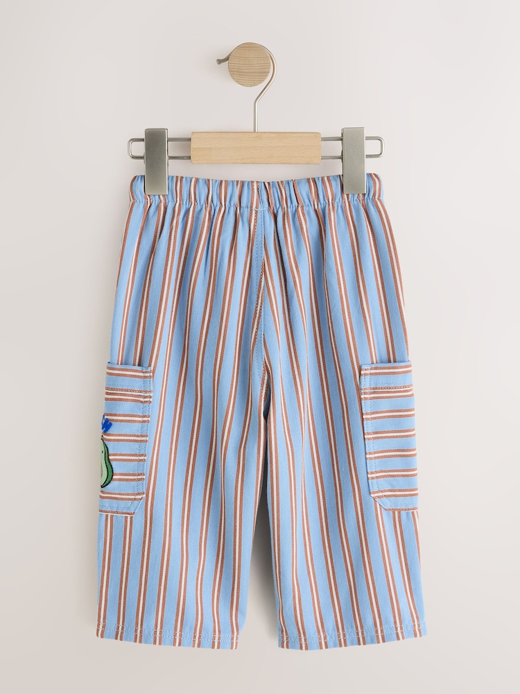 Blue/Rust Brunch Stripe Side Pocket Wide Trousers (3mths-7yrs) - Image 2 of 5 Blue/Rust Brunch Stripe Side Pocket Wide Trousers (3mths-7yrs) - Image 2 of 5