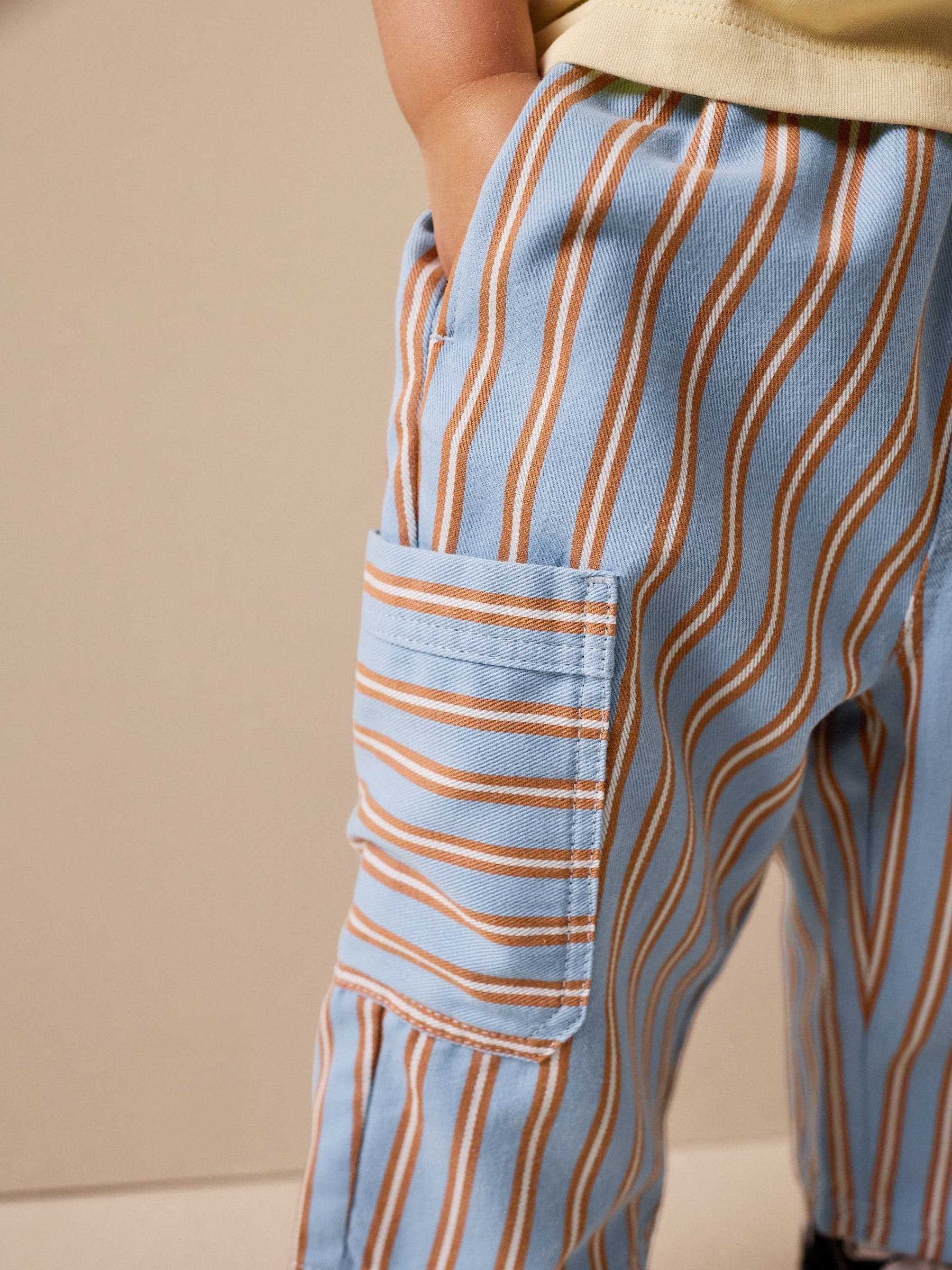 Buy Blue/Rust Brunch Stripe Side Pocket Wide Trousers (3mths-7yrs