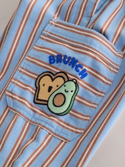 Blue/Rust Brunch Stripe Side Pocket Wide Trousers (3mths-7yrs) - Image 4 of 5