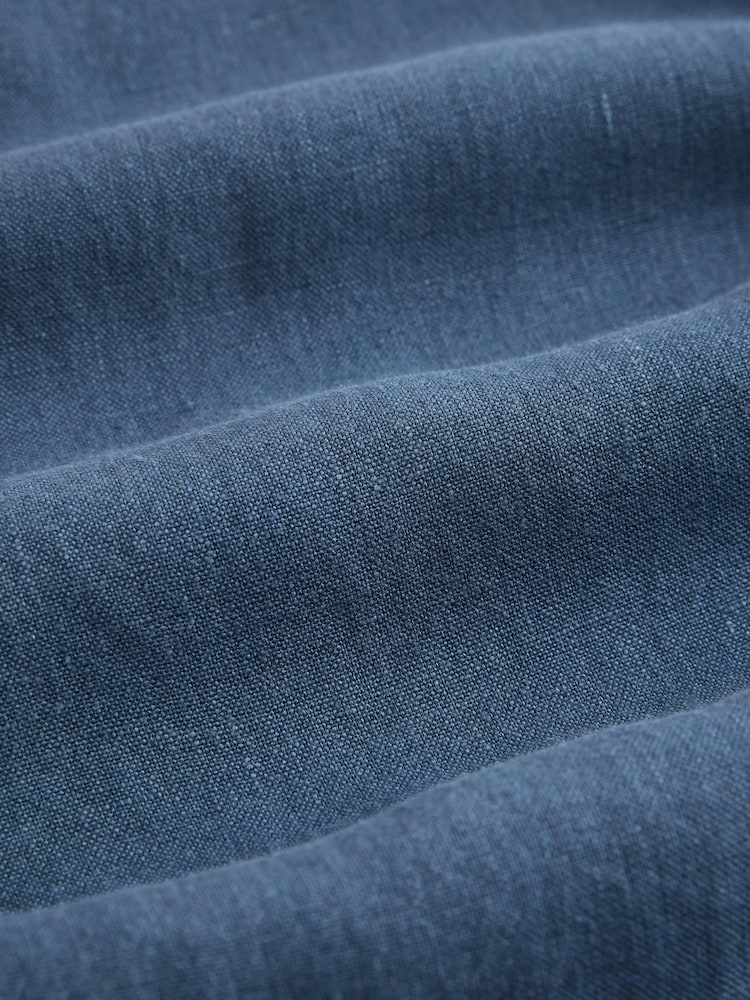 Light Blue Regular Tapered Fit Signature 100% Linen Pleated Chino Trousers - Image 10 of 10