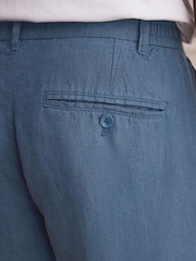 Azul claro - Ajuste cónico regular - Pantalones chinos plisados de lino Signature 100% - Imagen 6 de 11