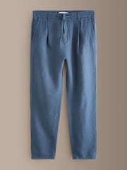 Azul claro - Ajuste cónico regular - Pantalones chinos plisados de lino Signature 100% - Imagen 8 de 11