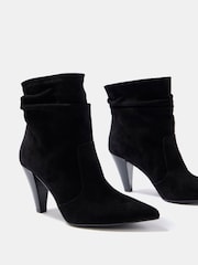 Mint Velvet Black Anya Suede Heeled Ankle Boots - Image 4 of 4