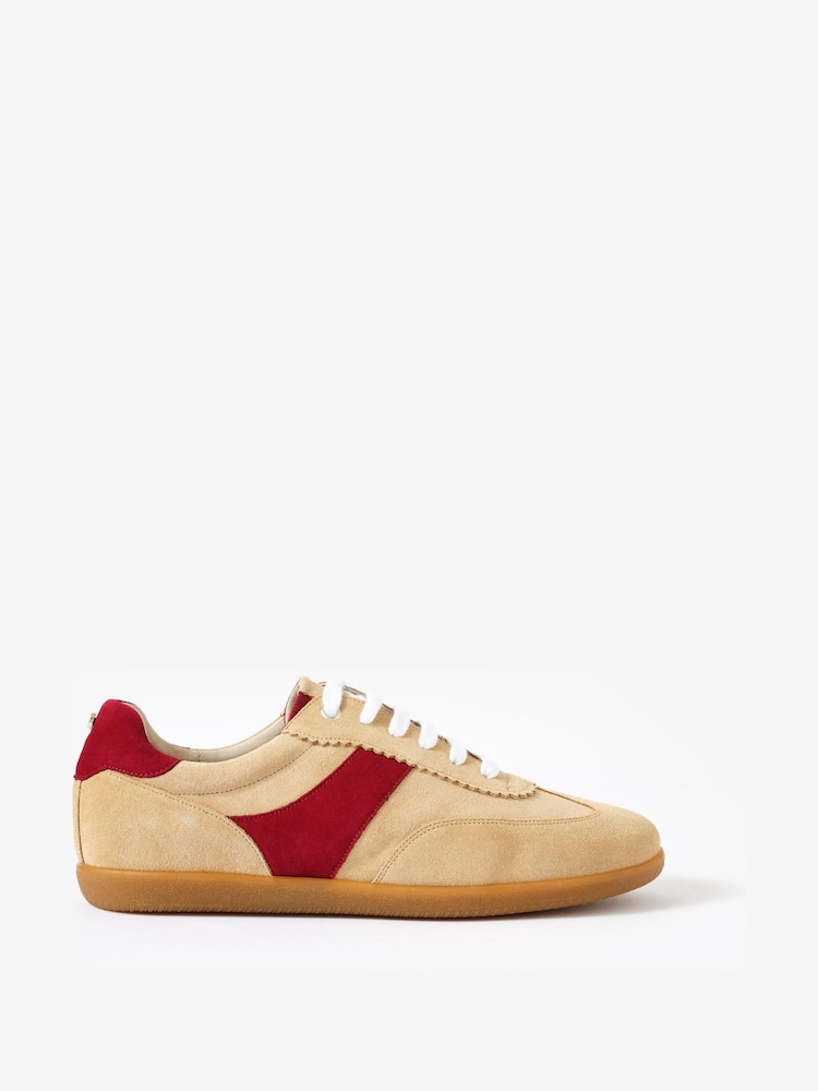 Mint Velvet Natural Lucia Suede Trainers - Image 1 of 4