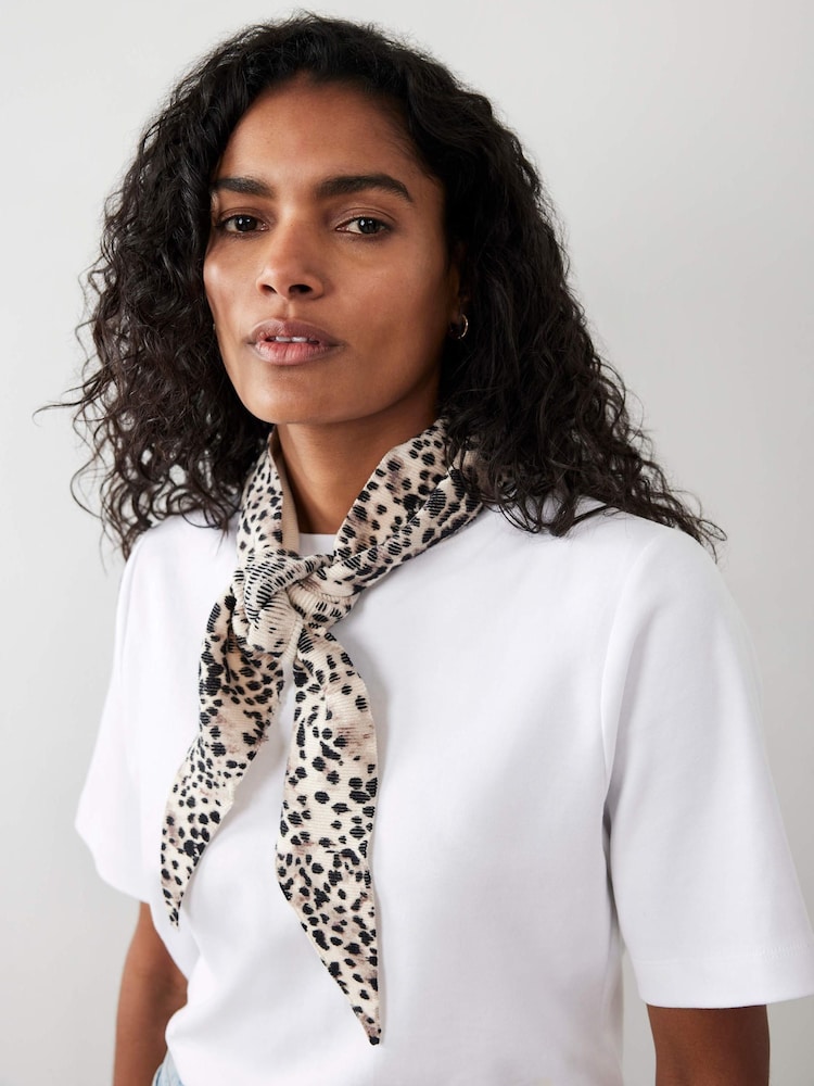Mint Velvet Brown Leopard Print Triangle Neck Scarf - Image 1 of 5