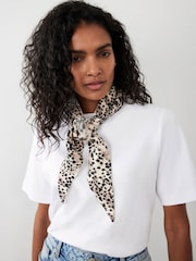 Mint Velvet Brown Leopard Print Triangle Neck Scarf - Image 3 of 5