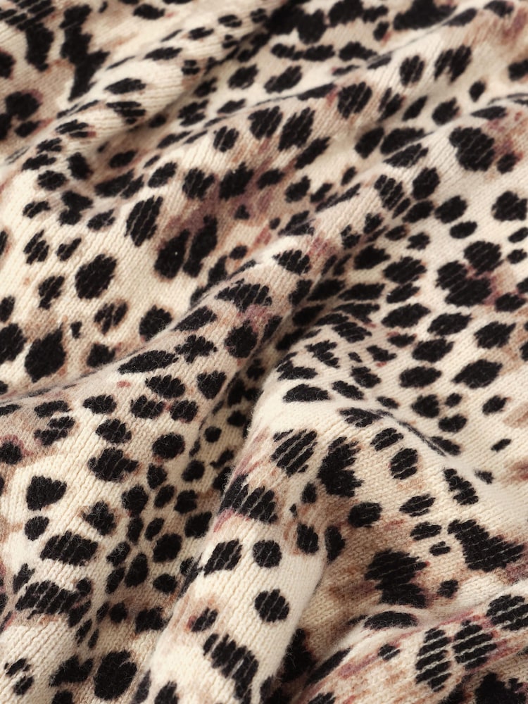 Mint Velvet Brown Leopard Print Triangle Neck Scarf - Image 5 of 5
